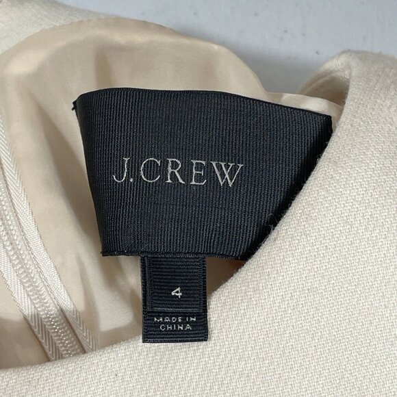 J Crew Dress Womens Size 4 Ivory Double Front‎ Zipper Long Sleeve Poly Viscose - Picture 4 of 10